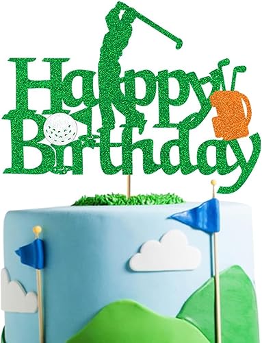 Decoración para tartas de golf, decoraciones de cumpleaños con purpurina para hombres y niños, temática de jugadores de golf, suministros de fiesta