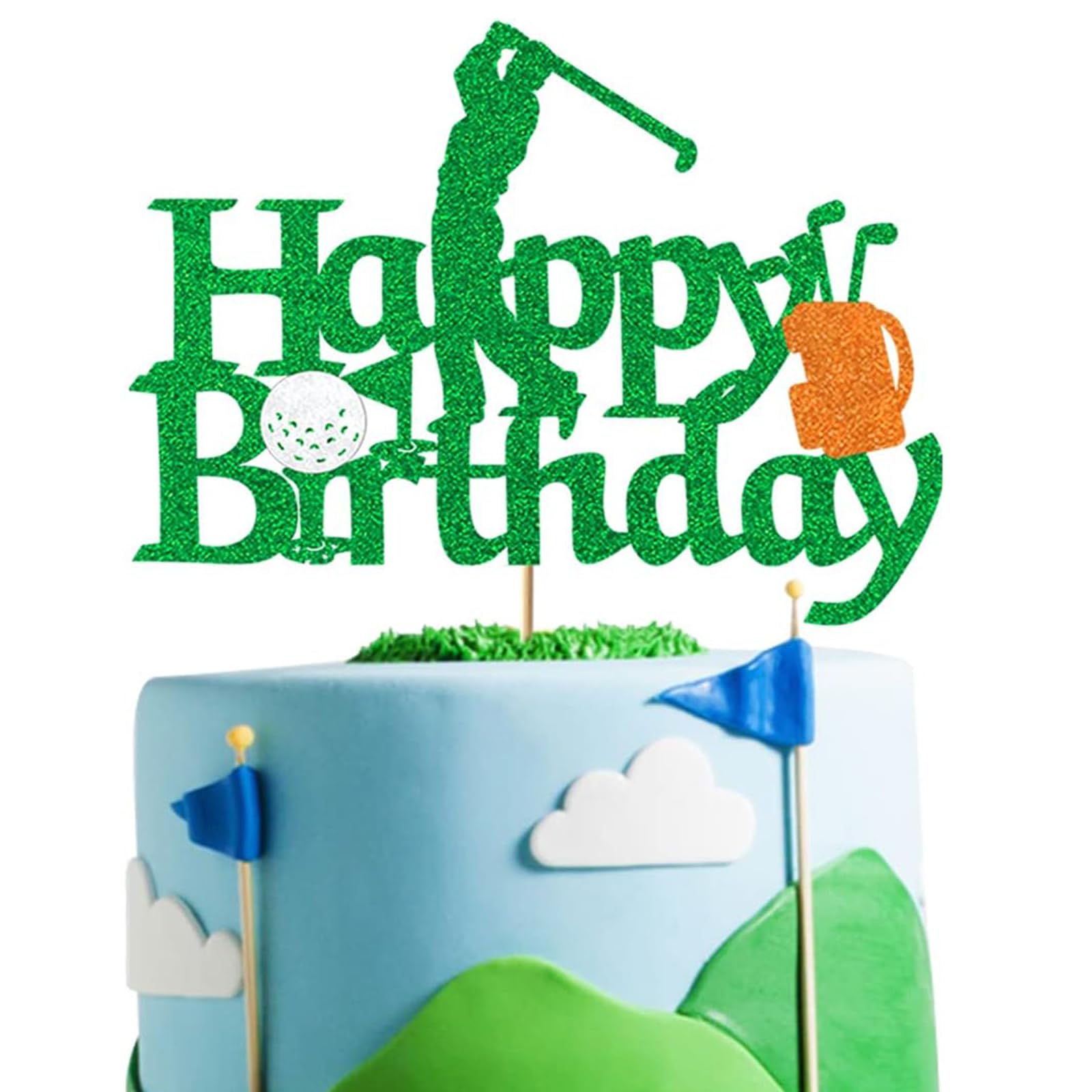 Golf Cake Topper Golf Birthday Toppers Glitter Golf Cake Decorations for Men Boys Golf Player Theme Happy Birthday Party Supplies