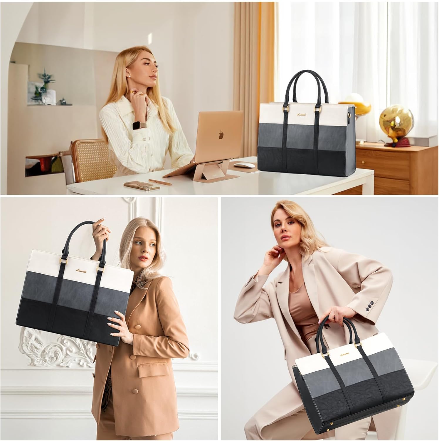 LOVEVOOK Laptop Bag for Women, 15.6 Inch Laptop Tote Bag, Vintage Leather Work Bags for Women, Waterproof Computer bag with Clutch Purse, Large Capacity Briefcase, Business Office Bag - Image 9