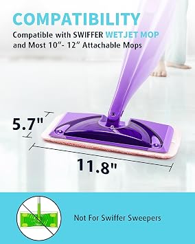 AIR U+ 12 Pack Reusable Scrubbing Mop Pads Refills for Swiffer Wet Jet Mop