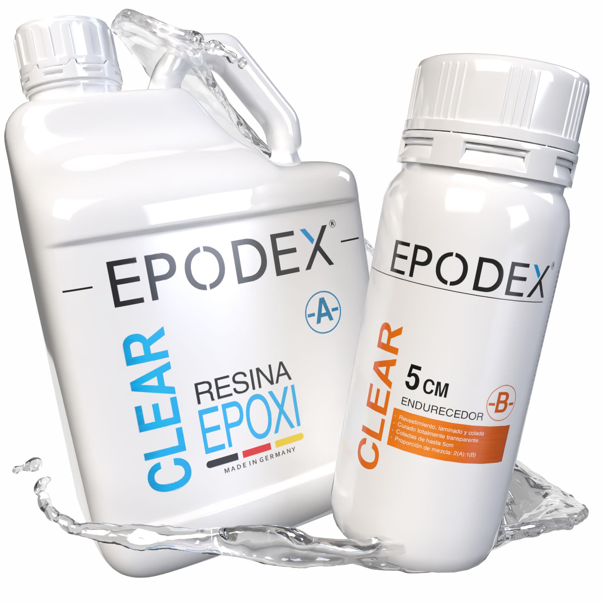 ECO+ EPODEX Resina Epoxi hasta 5cm, BLUE - Transparent, 6kg | Kit Resina Epoxi Transparente ideal para mesas río, lámparas, vertidos altos y más