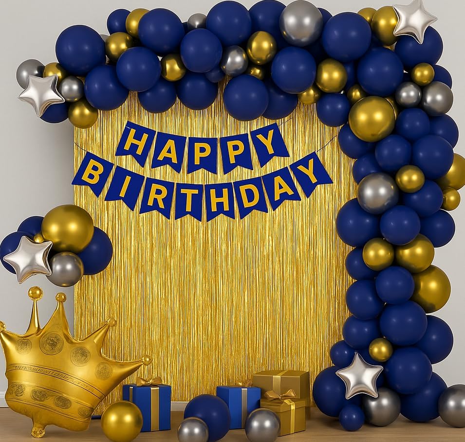 Image of Happy Birthday Decoration Set Kit - 67 Pc, All in One Pack, Party Decoration kit, Balloons, Curtain, Tapes, Birthday Banner Set for kids & Adult Birthday