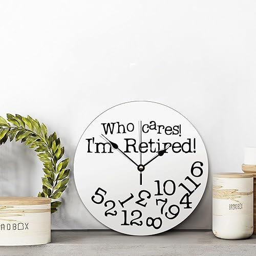Miniatura 4 de ArogGeld Reloj de pared divertido de 10 pulgadas con texto en inglés "Who Cares I"m, reloj de pared redondo, funciona con pilas, reloj de pared