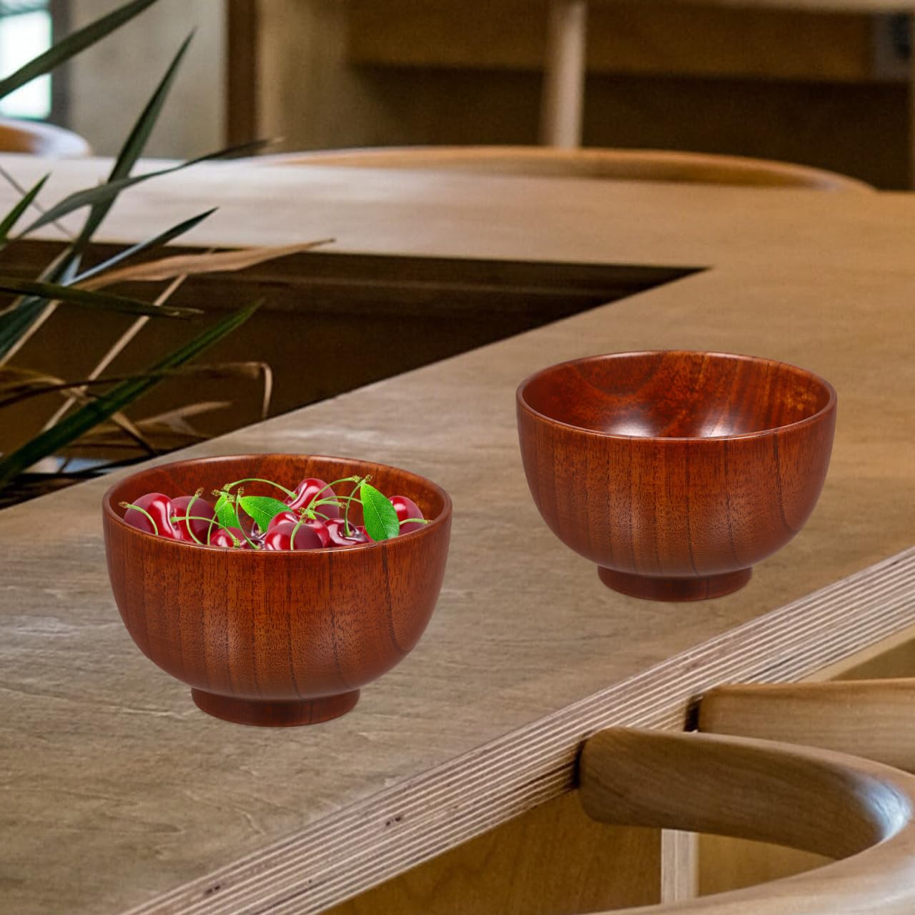 Ensaladera de madera de acacia de 5.11 pulgadas, versátil tazón redondo para servir frutas y aperitivos para el hogar y la cocina 7