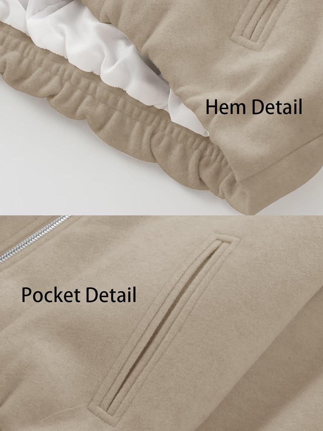 Womens Cropped Bomber Jacket Fall Casual Zip Up Varsity Jackets Trendy Outerwear Coats with Welt Pockets - Image 6