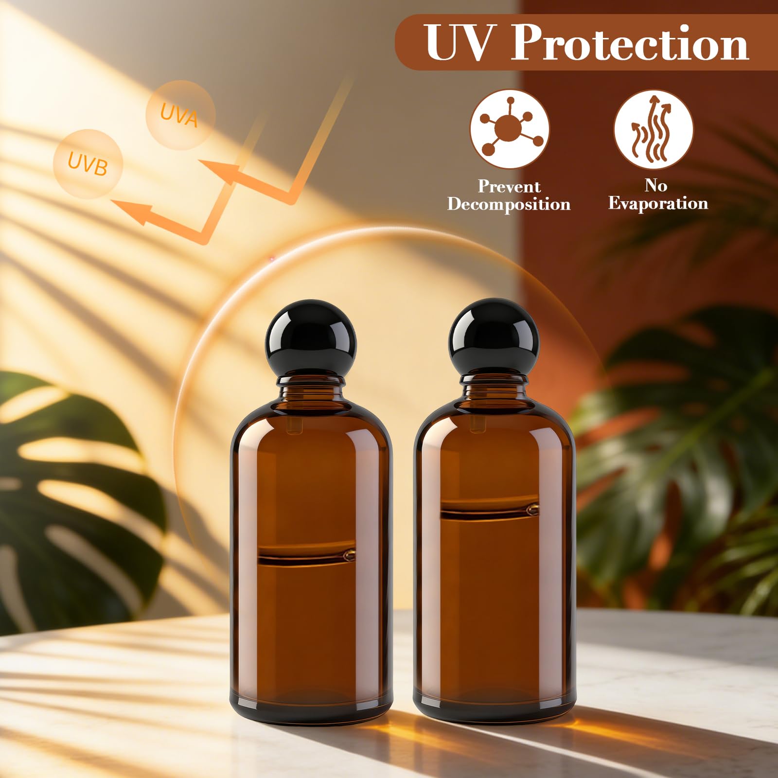 5 Piezas 100ml Botellas de Aceite Esencial Vacías de Vidrio Marrón, Mini Botellas de Cristal Ámbar de 30 Ml con Tapa, Pequeños Recipientes de Aceites Esenciales para Aceite Perfumes