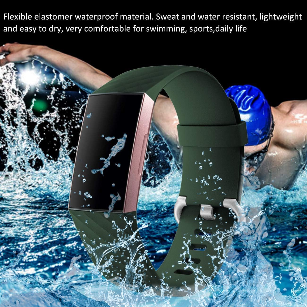 Wepro Waterproof Bands Compatible with Fitbit Charge 4 / Charge 3 / Charge 3 SE for Women Men, 3-Pack, Small, Large : Electronics