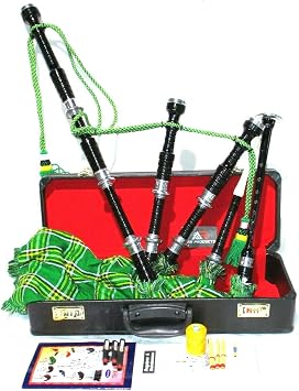 AAR Scottish Great Highland Bagpipes Silver Mounts Tutor Book, P Chanter and Hart Carry Case