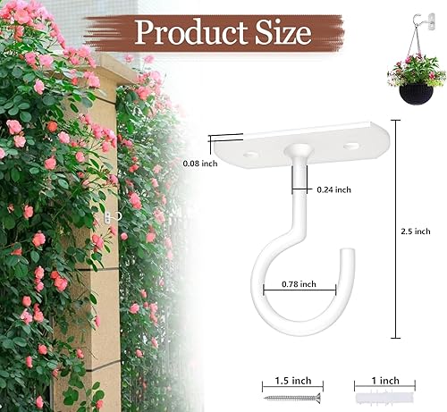 Miniatura 9 de ASZUNE Ganchos de techo para plantas colgantes 8P 2.5inches Blanco