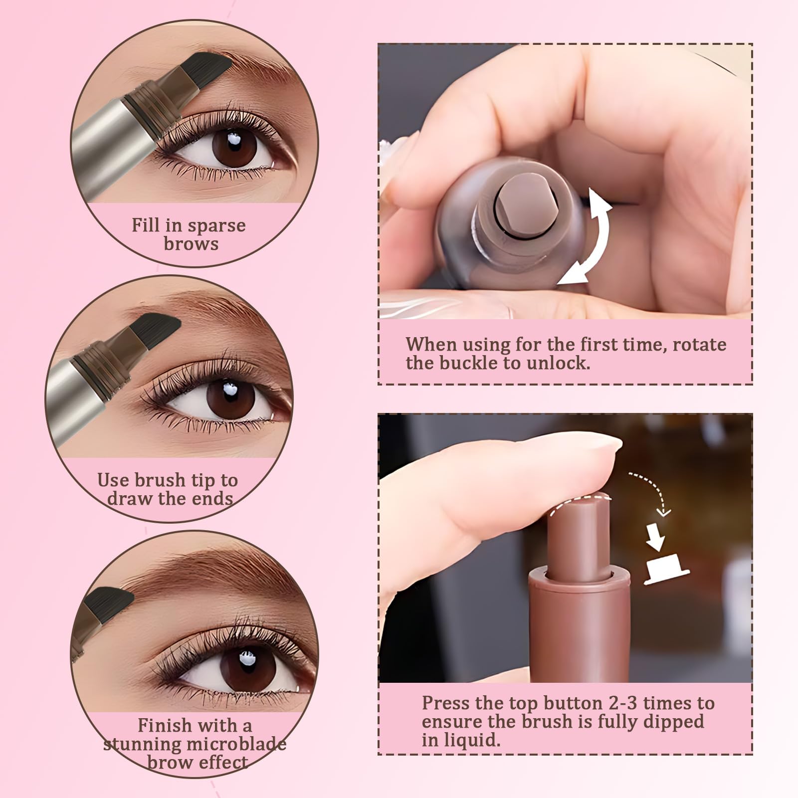 Liftique Instant Brow Brush,Beauty Brow Liquid Eyebrow Pen for Women Angled Brush Eyebrow Pencil Long Lasting Waterproof Anti Smudge Multi purpose Create Natural Eyebrow Shape (Gray Brown) - Image 4