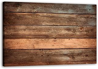 Large Canvas Wall Art Warm orange red brown reclaimed wood surface aged boards Canvas Prints Framed Painting Modern Artwork Abstract Stretched Poster Home Decoration Unique Gift 24"x36"