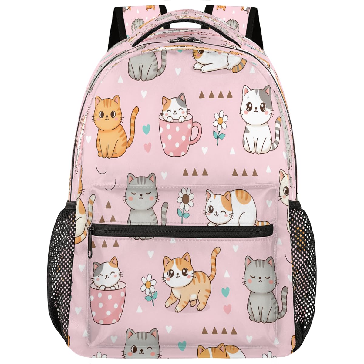Mochila para laptop de 15.6 ligera con diseño de taza de gato para adolescentes y estudiantes 8