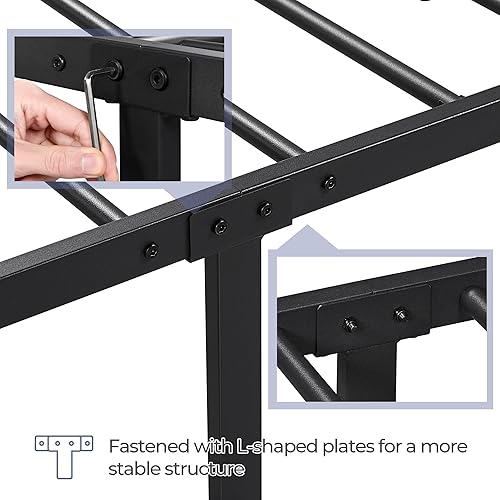 Miniatura 8 de Yaheetech - Base de cama metálica clásica con somier, cabecera y estribo de estilo victoriano, almacenamiento debajo de la cama, no necesita somier,