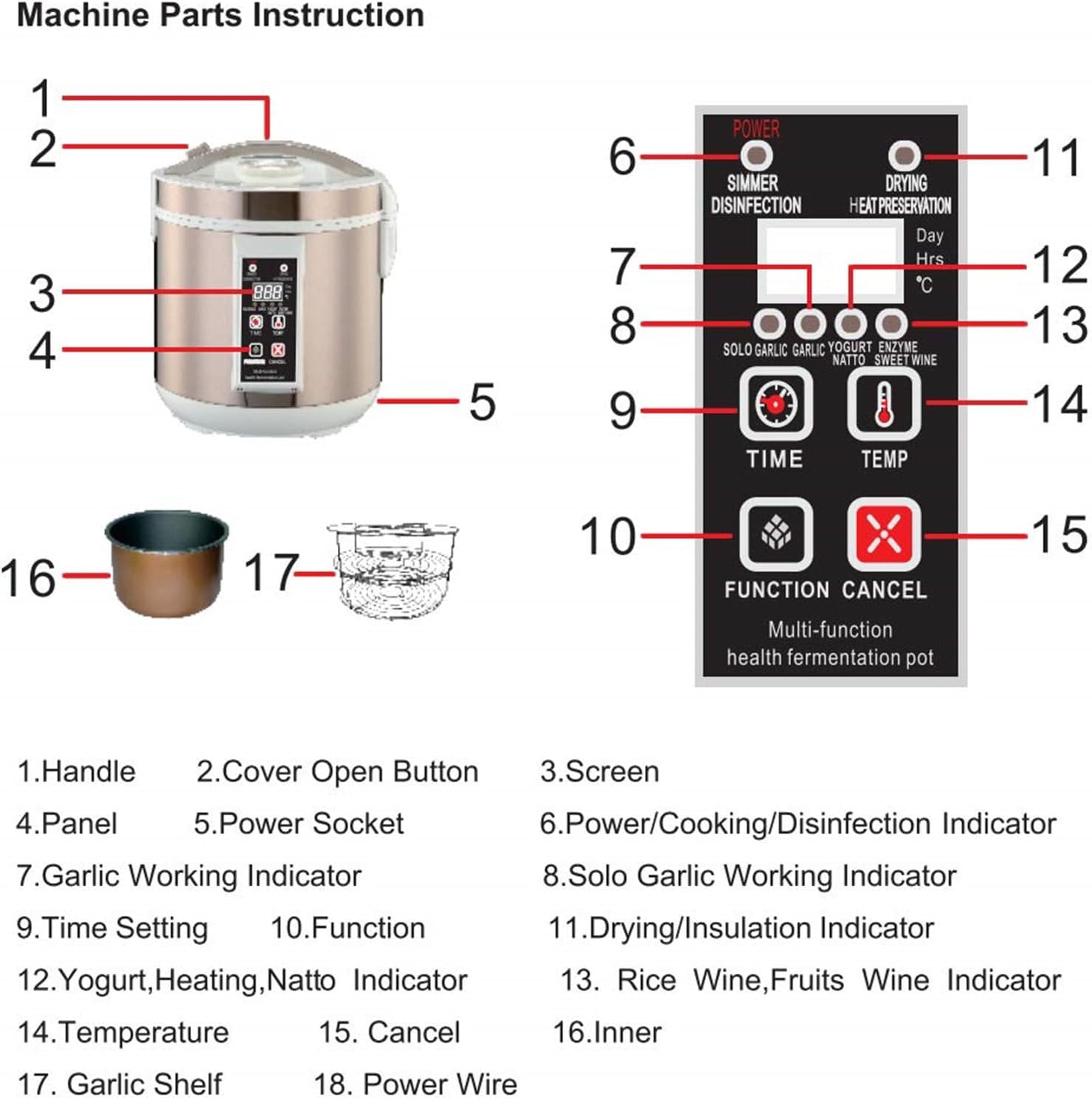 Electric Fermenter Pot for Black Garlic, Intelligent Multi-Functional Automatic Fermentation Device for Yogurt, Natto, and Sweet Rice - 5L Capacity