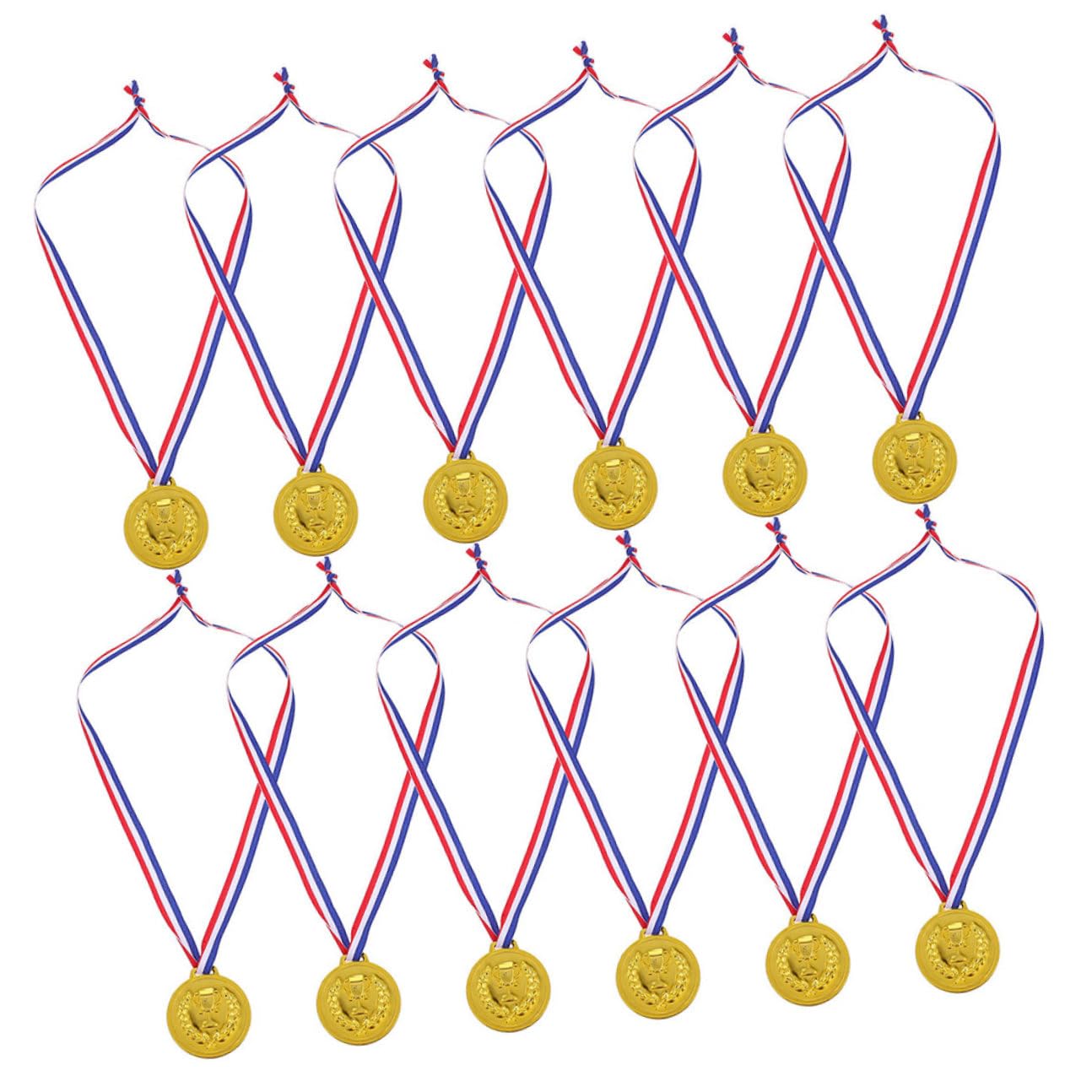 ABOOFAN 50 Pezzi Medaglie d'oro per Bambini con Nastri, Medaglie Sportive da Competizione in Metallo Galvanizzato, Premi per Vincitori di Calcio e Basket, per Feste e Eventi Sportivi Bambini