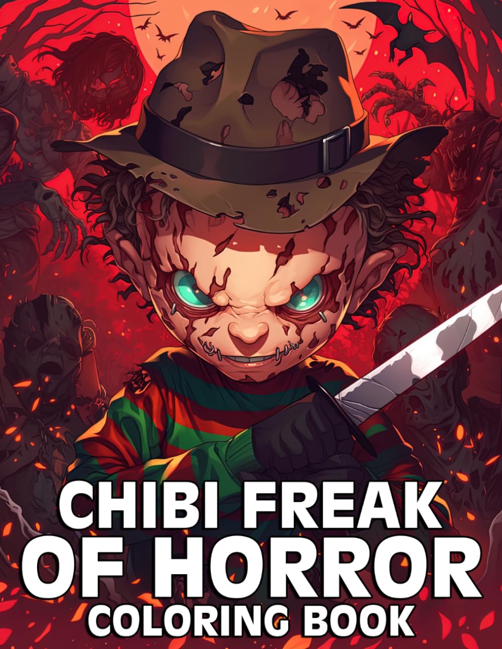 Chibi Freak Of Horror Coloring Book: Cute Horror Character Coloring Pages Featuring Mini Creepy Villains, Spooky Scenes, and Playful Dark Fun for Adults