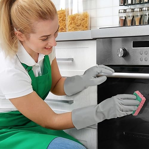 Miniatura 4 de Cleanbear Reusable Dish Washing Rubber Glove Set of 3, Household Cleaning Gloves for Washing