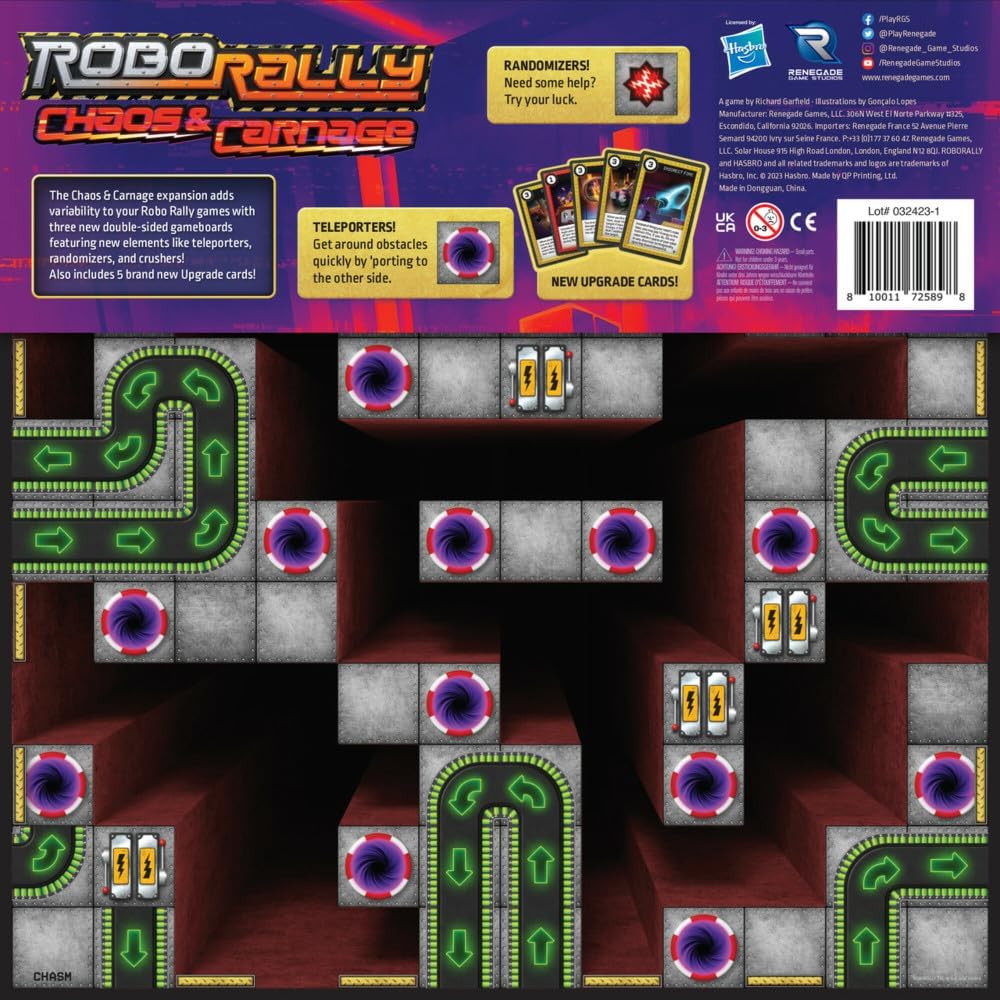 Renegade Game Studios Robo Rally: Chaos & Carnage Expansion Board Game with Teleporters, Crushers, Randomizers