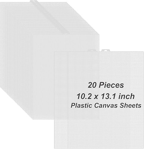 Miniatura 8 de 5 hojas de lona de malla de plástico de 13 x 10.2 pulgadas, 7 lienzos de plástico transparente para bordar, manualidades, hilo acrílico,