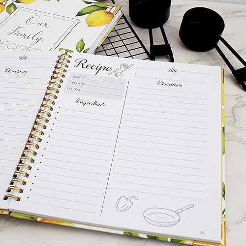 Miniatura 4 de Libro de recetas para escribir en tus propias recetas, diario familiar en blanco para crear tu propio libro de cocina de 100 páginas, organizador de