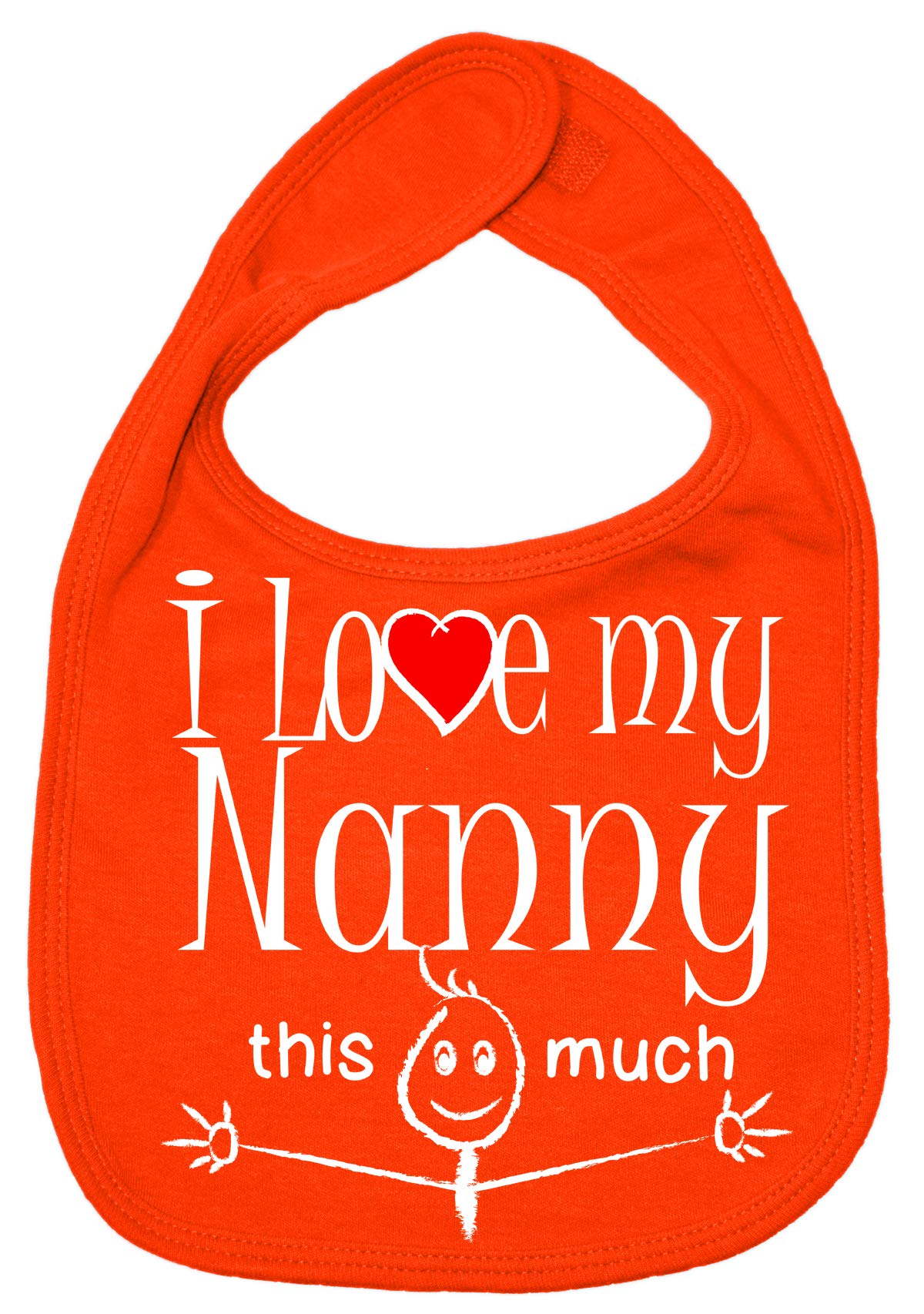 Image is Everything IiE, I Love My Nanny This Much, Grandson Granddaughter Baby Unisex Soft Cotton Feeding Bib, Orange