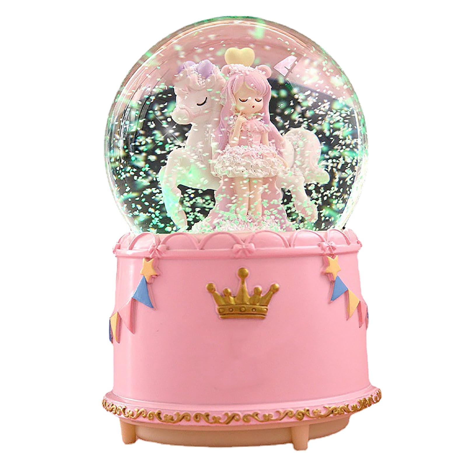 SEAFRONT Cartoon Look Snow Globe Crystal Ball Box z Mechanizmem Muzycznym dla Kobiet Przezroczysty Kryształowy Ornament