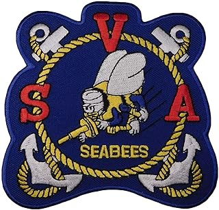 Navy Seabees Anchors Embroidered Iron On Patch PML-024