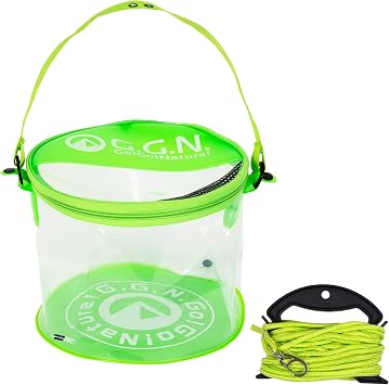 Amazon Amazon限定ブランド ジージーエヌ G G N Go Go バッカン 釣り 透明バッカン 折りたたみ バケツ 水汲み ロープ グリーン 約25 25 cm ジージーエヌ G G N スポーツ アウトドア