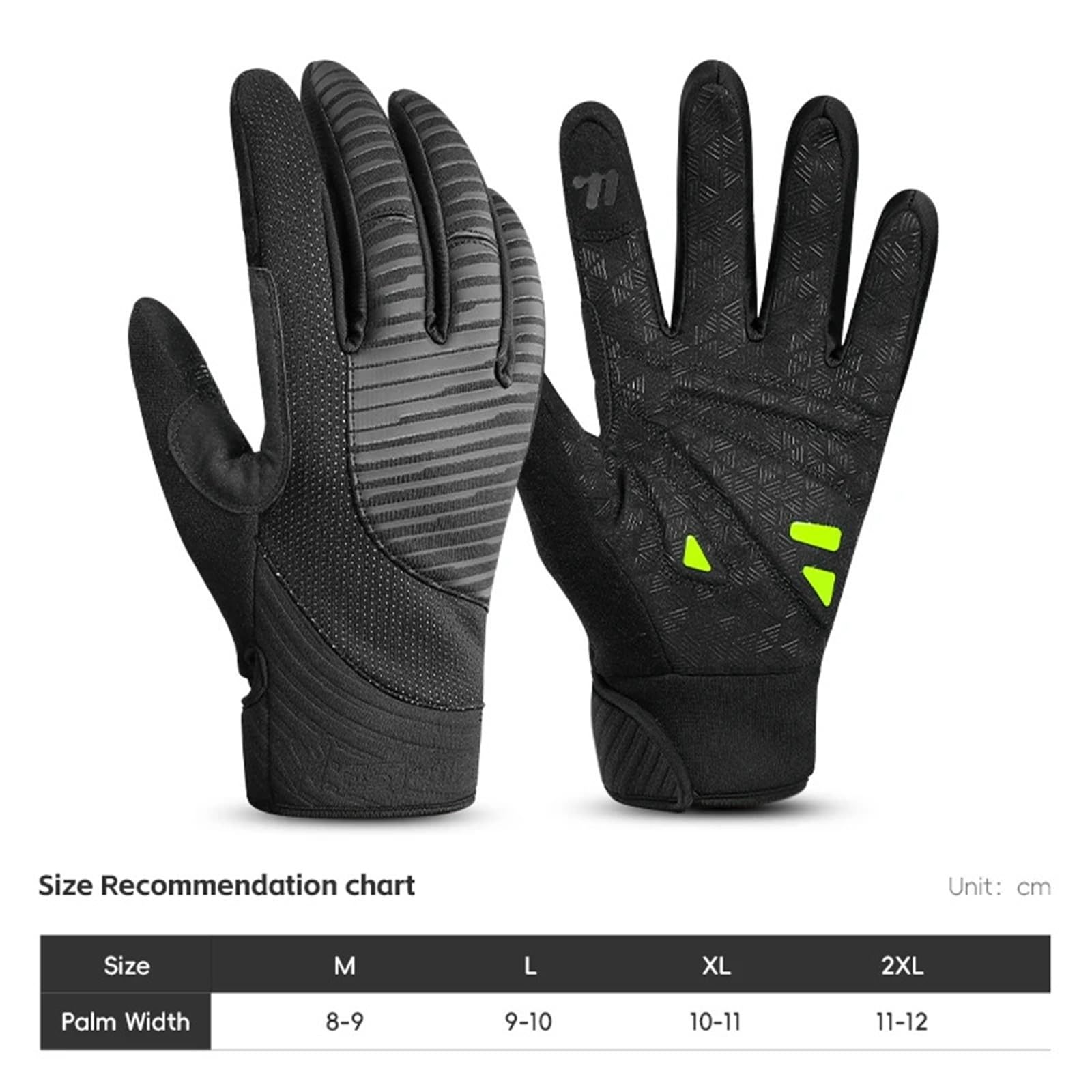 Generico Guanti da ciclismo invernali da uomo a dita intere - Guanti touchscreen termici, idrorepellenti e antiscivolo for MTB e bici da strada