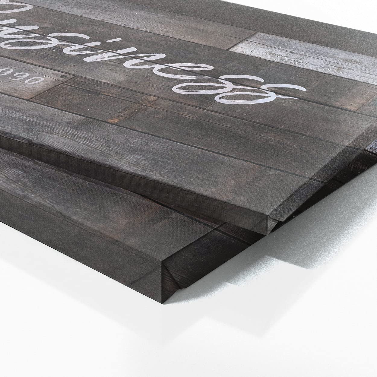 Personalizado Your Business Company - Cartel de madera más oscuro personalizado de arte en lienzo para decoración del hogar, póster de pared pequeño de 20 x 8 pulgadas | Sense Canvas