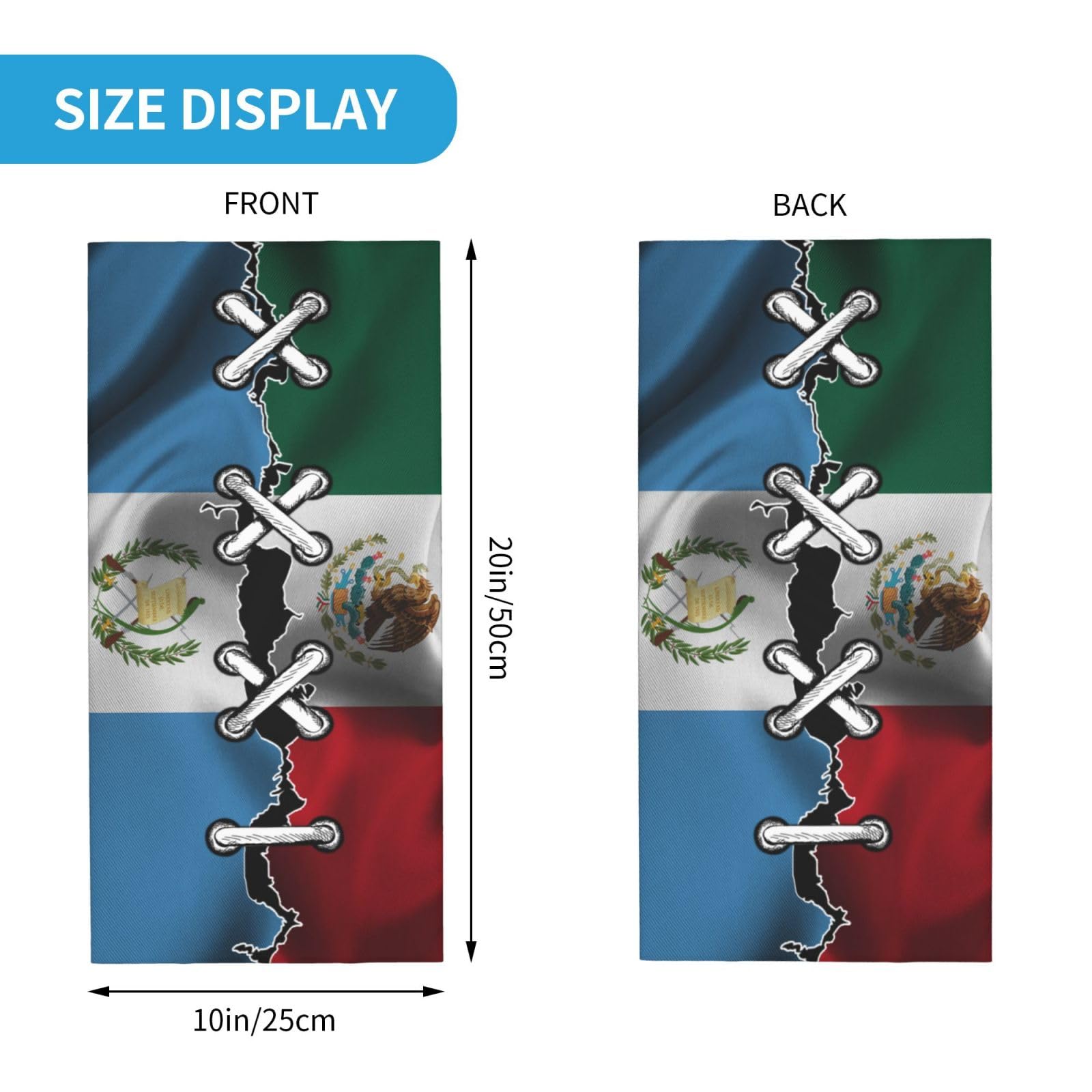 Mexico Mexican and Guatemala Guatemalan flag wavy combine Neck Gaiter Face Cover Mask Bandana Gator Balaclava Tube Face Scarf Headband Outdoor Sport Mask Sun Protection for Men Women
