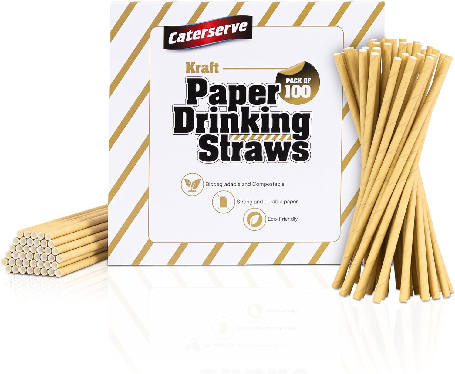 100 Paper Straws Kraft Brown Colour - Eco-Friendly Alternative to Plastic Straws 100% Biodegradable and Compostable - Perfect for Drinking, Cocktails, and Parties