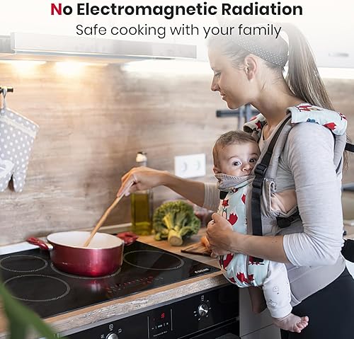 Miniatura 6 de GASLAND Estufa eléctrica de 30 pulgadas, 5 quemadores, estufa de vidrio radiante integrada de 8200 W, placa de cerámica eléctrica de 220-240 V con 9