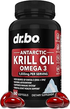 Krill Oil Omega 3 500mg - Antarctic Krill Oil 1000mg Softgels Capsules EPA, DHA, Astaxanthin, Phospholipids - Omega 3 Fatty Acids Supplements, Natural Pure Supplements for Women & Men - 60 Softgels
