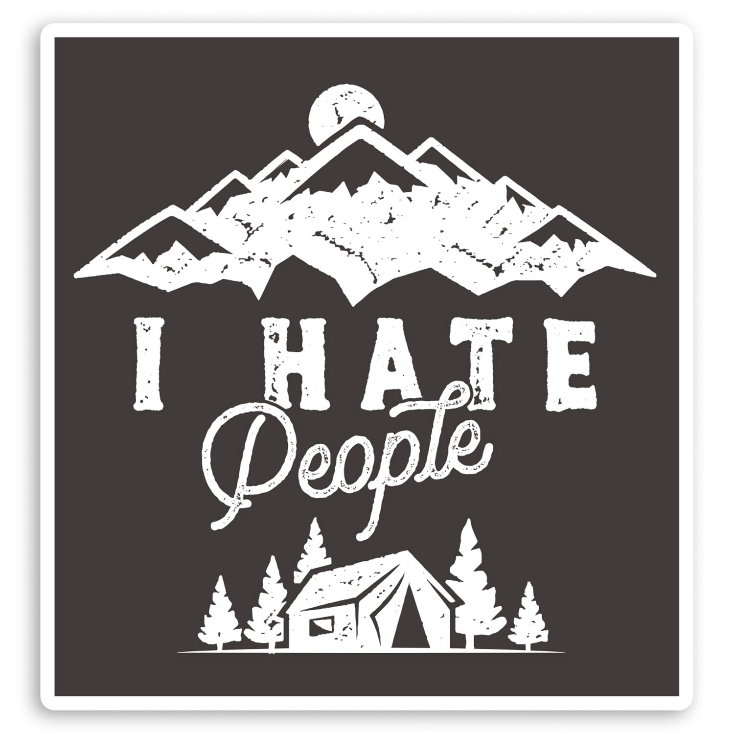 Destination Vinyl Ltd Multi 2 X 10Cm I Hate People Vinyl Stickers - Wild Camping Mountains Sticker #30433 (10Cm Tall)