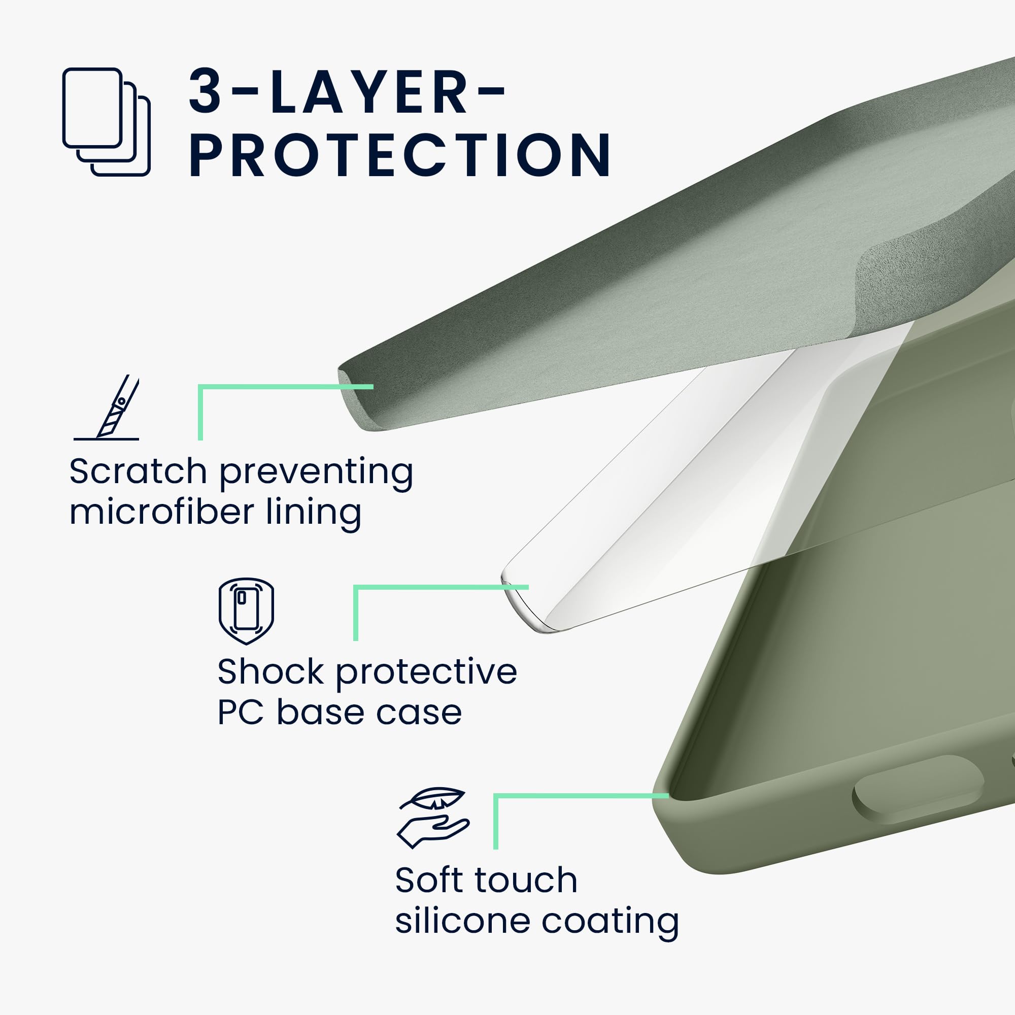 kwmobile Etui na telefon kompatybilne z Samsung Galaxy S25 Case - miękkie etui na smartfon - Back Cover w kolorze szaro-zielonym