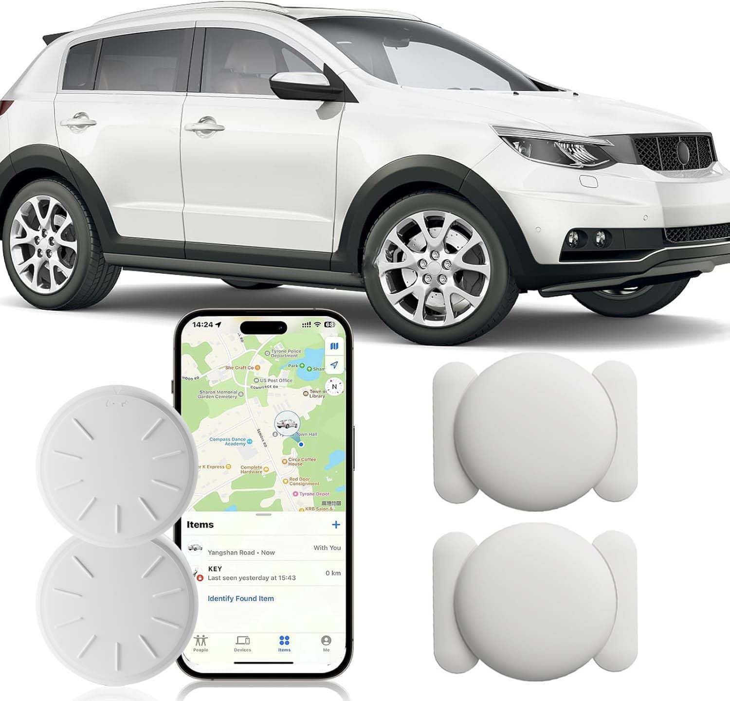 Car GPS Tracking Device for Vehicles, 2PCS Real Time GPS Tracker for Car Work with Find My (iOS Only),Hidden Mini GPS Tracker,No Monthly Fee (White Tracker, White Magnetic Case)-2025051428-image-34