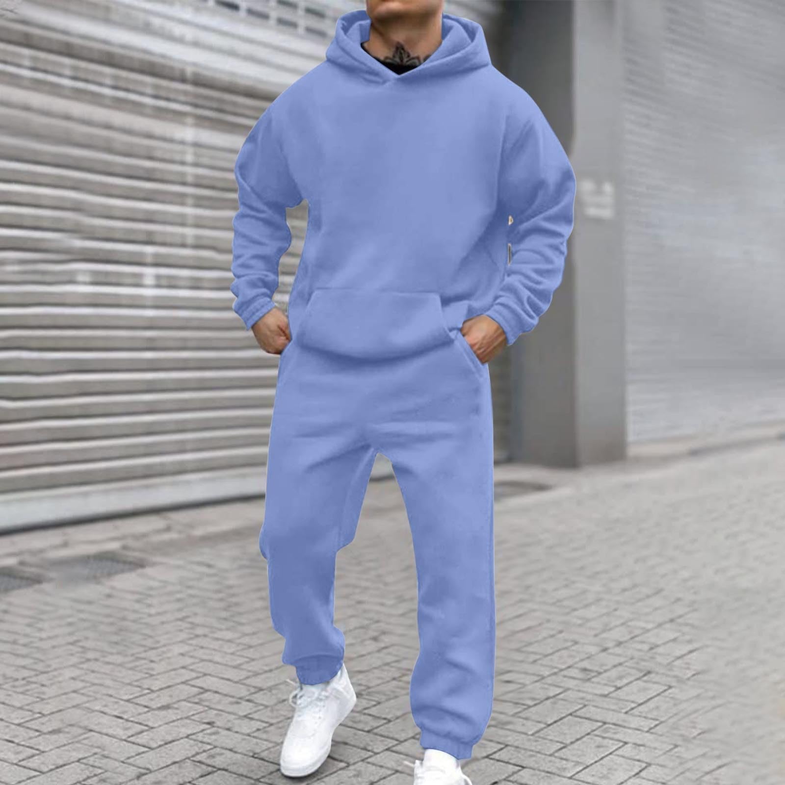 Generico Tute Uomo Completa Invernale Tuta da Ginnastica da Uomo Tuta Completo con Cappuccio Felpata Felpa Sportiva e Pantaloni Completo Elegante Casual Classic Palestra da Casa Invernale