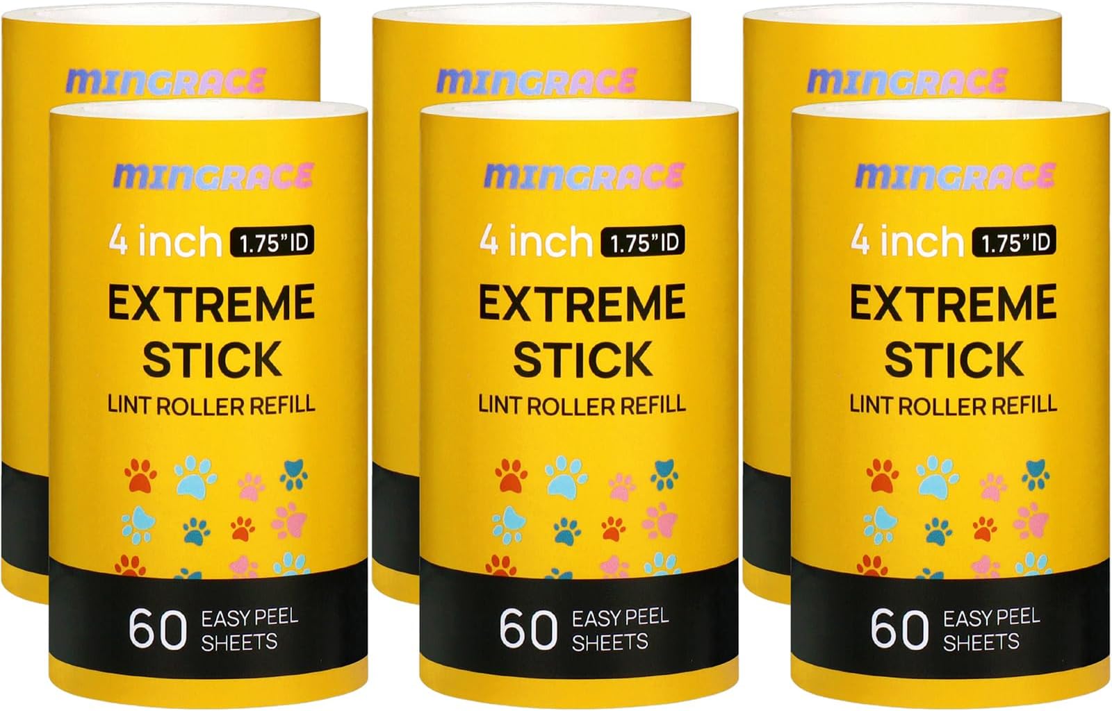 4 inch Lint Roller Refills Only Compatible with Scotch Brite Lint Roller Replacement Rolls for Pet Hair Extra Sticky 6 Refills Total 360 Sheets (1.75 inch Inside Dia.)