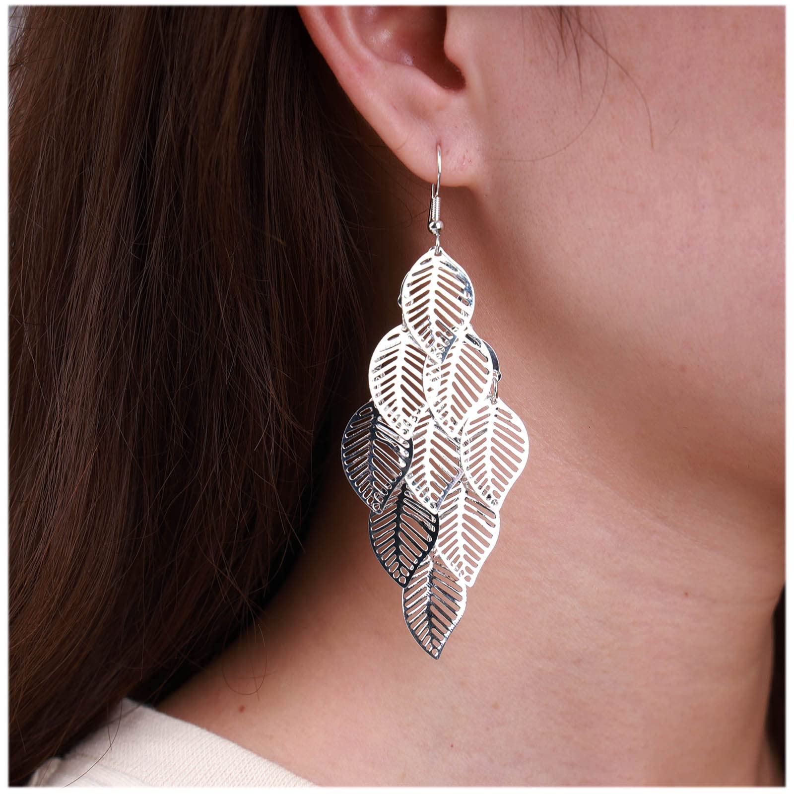 Inateannal Boho Filigrana Foglia Goccia Orecchini Argento Foglia Lampadario Orecchini A Grappolo Foglia Gancio Orecchini Etnici Super Leggero Orecchini Gioielli Per Donne E Ragazze