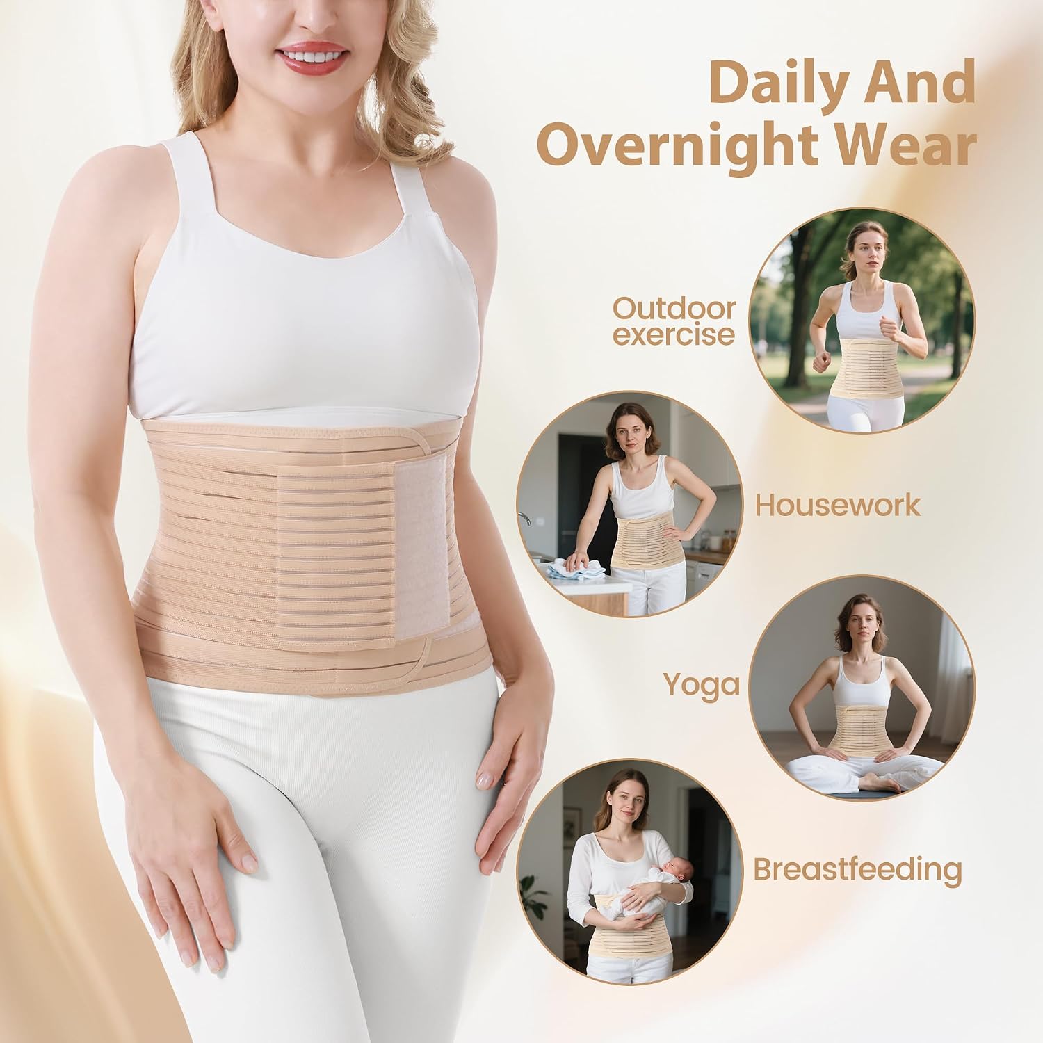 Trendyline Postpartum Belly Band for Women: Abdominal Binder for C Section Recovery Post Surgery Compression Reduce Swelling Diastasis Recti Repair - Lightweight Adjustable After Birth Belly Wrap