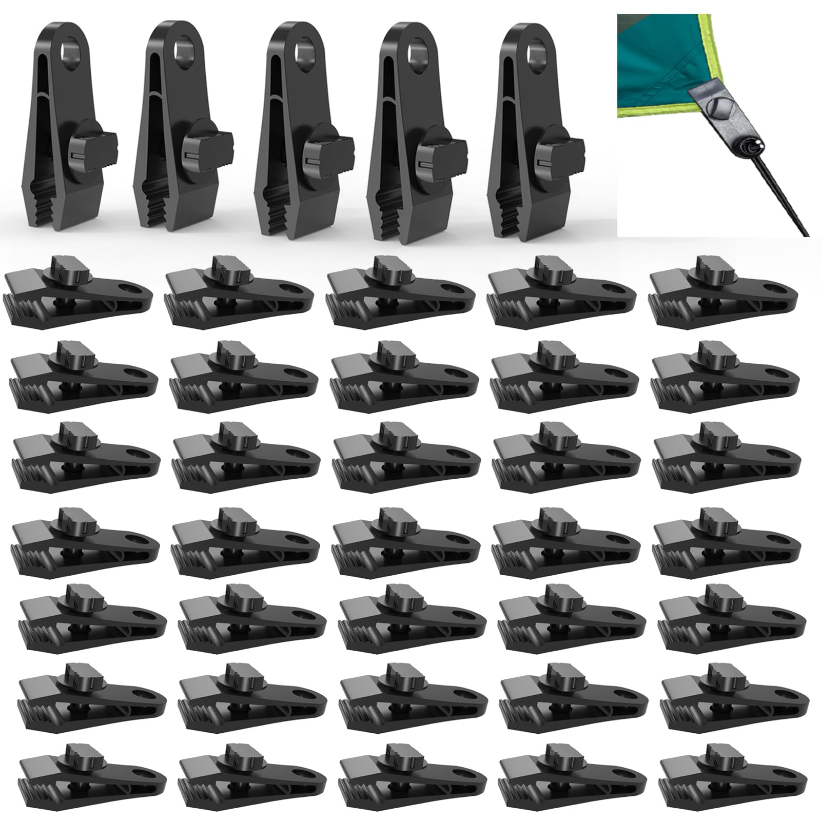Tarp Clips Heavy Duty Lock Grip, 40 PCS Tarp Clips Awning Clamp Thumb Screw Fixed Clip for Tarp,Tents,Tarpaulin,Canvas,Pool Cover,RV Awning Cover,