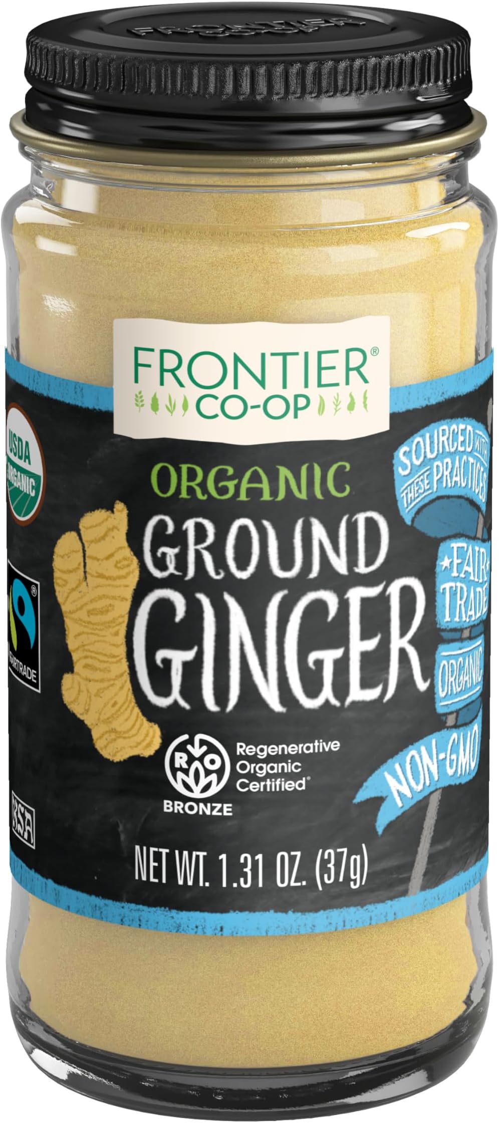 Frontier Co-op Organic Ginger Root Powder, 1.31 Ounce Bottle, Spicy Sweet Powder For Food & Tea, Finely Ground, Kosher
