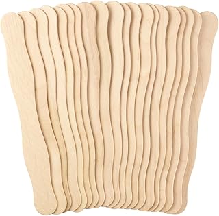 8 inch Fan Handles Wood Wavy Sticks Craft Sticks for DIY Crafting Supplies, Wedding Fans, Large Popsicle (20 Pcs)