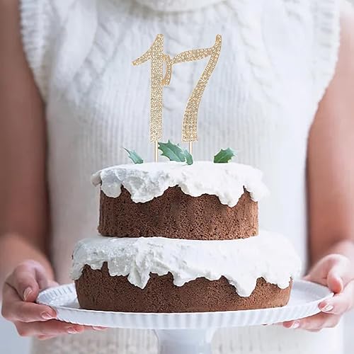 Miniatura 6 de Honbay Decoración para tarta de cumpleaños número 17 con diamantes de imitación brillantes y brillantes para decoración de pastel de cumpleaños 17 o