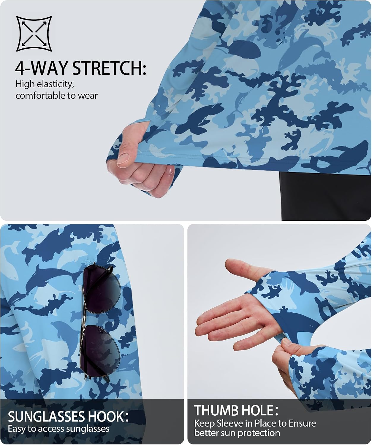 ZITY Men's Sun Protection Shirts Long Sleeve Rash Guard Hoodie UV UPF 50+ Fishing Running Athletic Sweatshirts