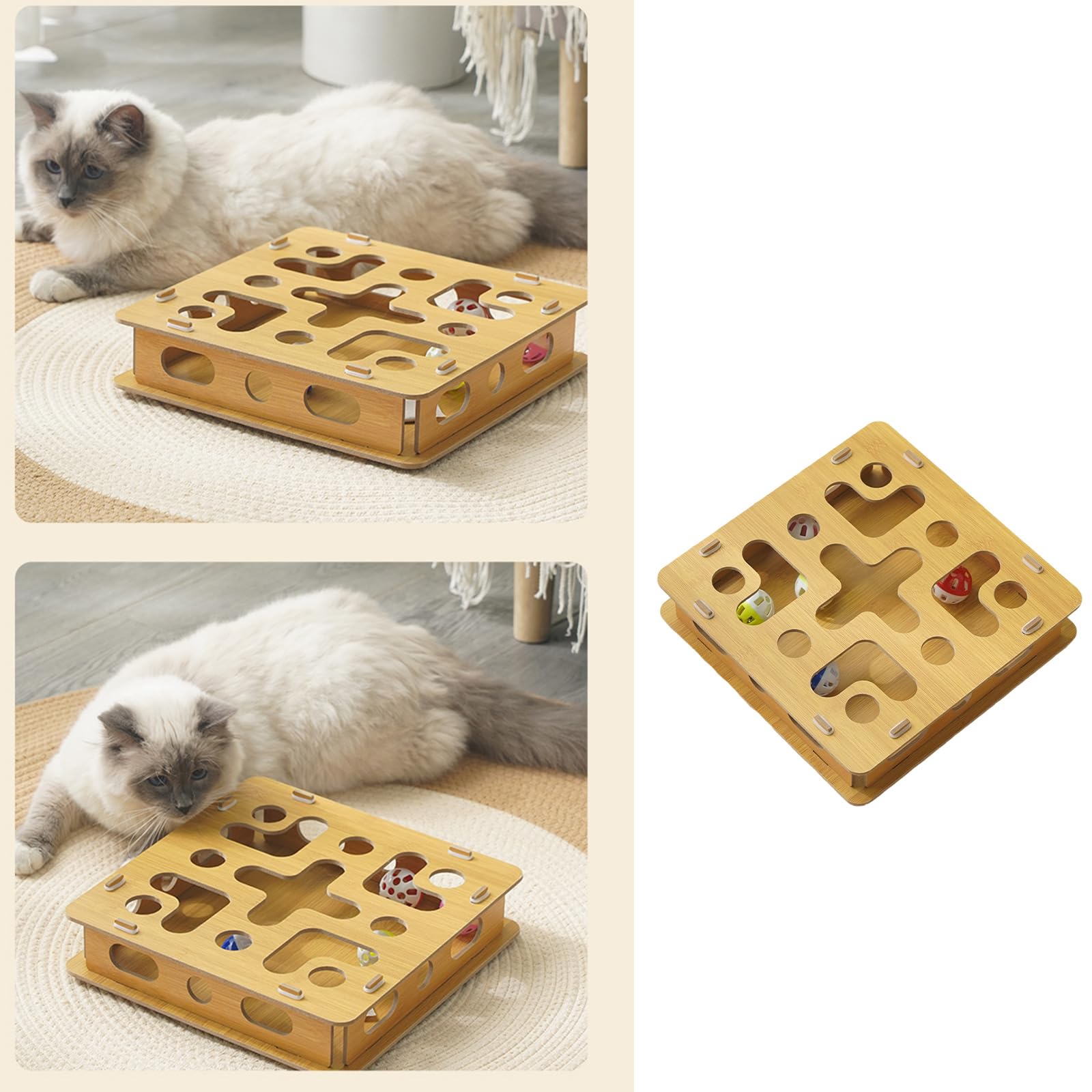 Giocattolo di puzzle di attività del gatto con la sfera dell'anello naturale della rifilatura delle unghie protezione dei mobili per l'intrattenimento della cura
