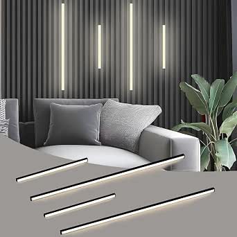 LED Wall Panel Lights Black,Dimmable Wood Slat Wall Panel Strip Light 4PCS