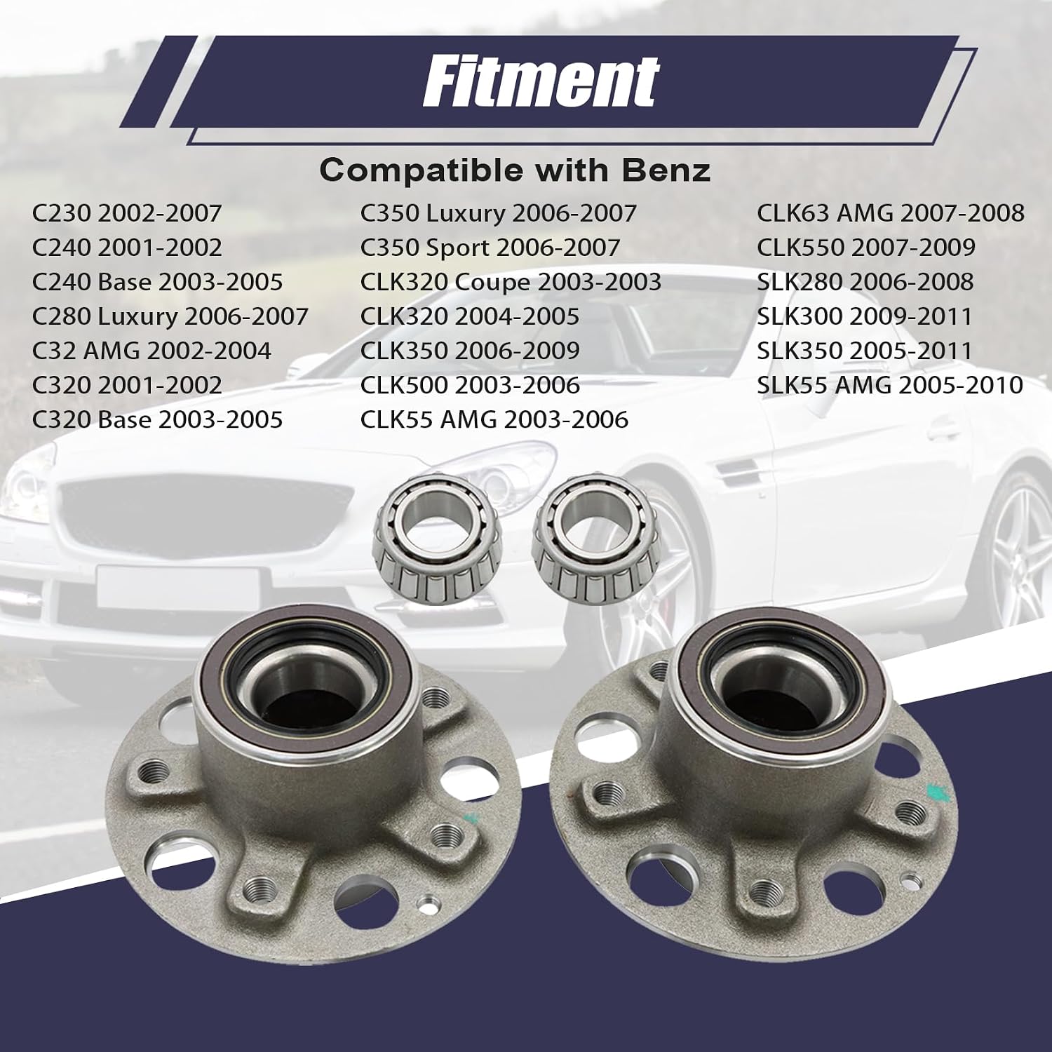 2 Pcs Front Wheel Bearing 2093300325 Compatible with Mercedes-Benz C-Class CLK-Class SLK-Class 2001-2010 C230 C240 C280 C32 C350 CLK320 CLK350 CLK500 CLK550 CLK55 SLK280 SLK300 SLK350 SLK55