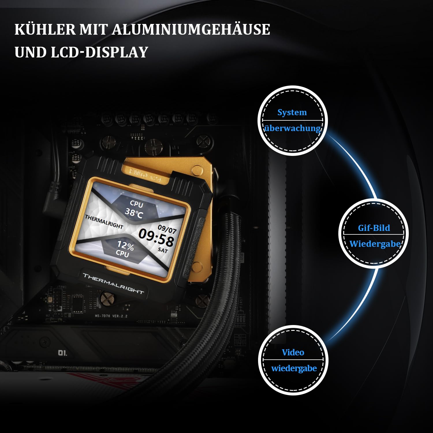 Thermalright FW360 - Refrigeración por agua para CPU, refrigeración AIO, pantalla LCD IPS 320 x 240, para refrigerador de CPU líquido AMD/Intel: AM5/LGA1700/1851, enfriador de agua AIO de 2,4 pulgadas